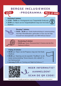 Flyer van Programma Bergse Inclusieweek